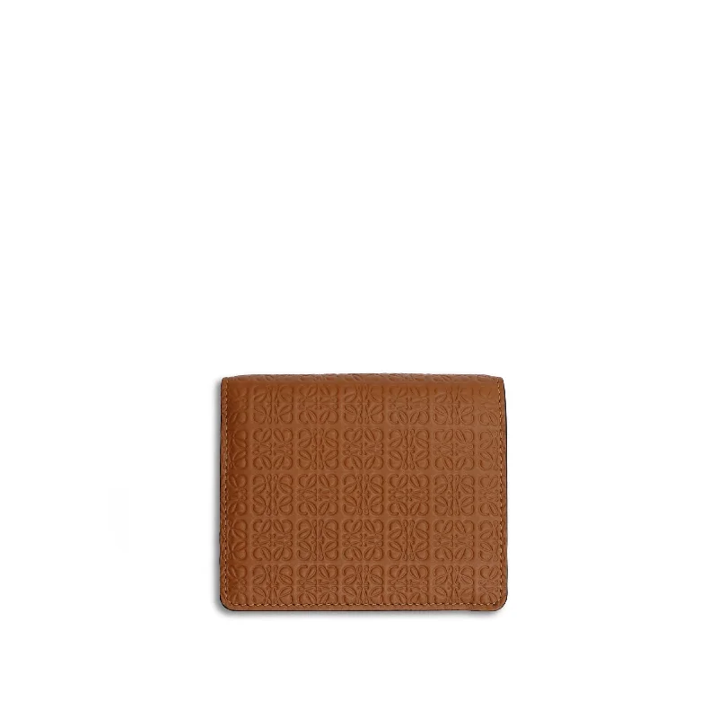 women's wallet with timeless look -Repeat Compact Zip Wallet in Embossed Calfskin in Tan