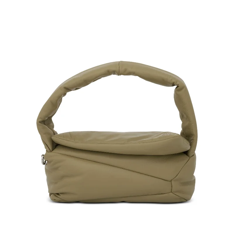 women's dumpling bag with polished style -Puffer Puzzle Hobo Bag in Shiny Nappa Lambskin in Clay Green