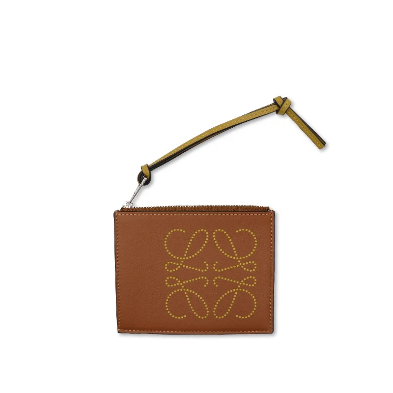 women's wallet with beautiful stitching -Brand Coin Cardholder in Classic Calfskin in Tan/Ochre