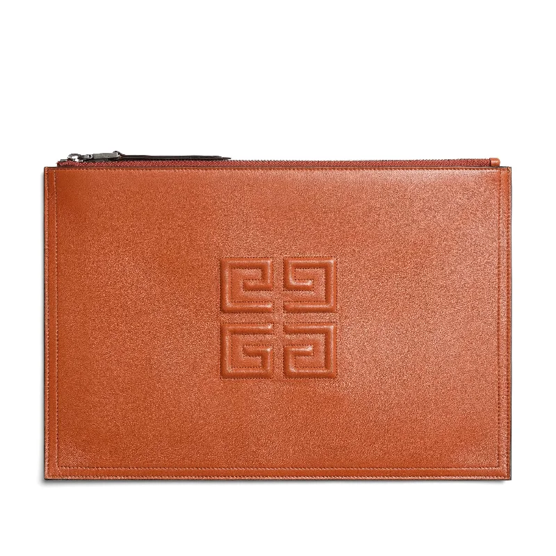 women's wallet with modern, simple design -4G Embroidered Pouch in Chestnut