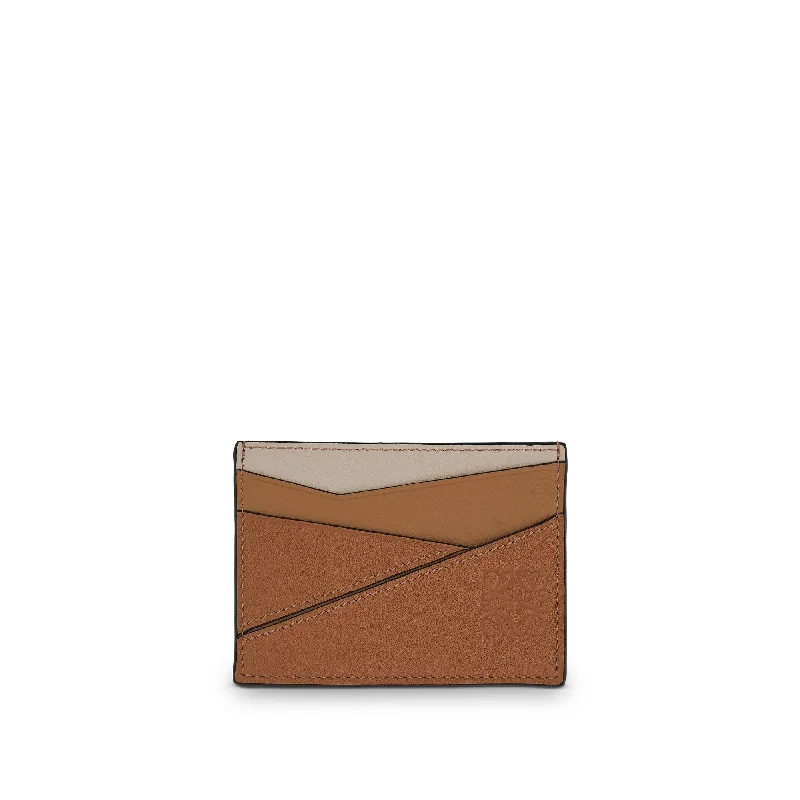 women's wallet with classic flap closure -Puzzle Plain Cardholder in Classic Calfskin in Dune