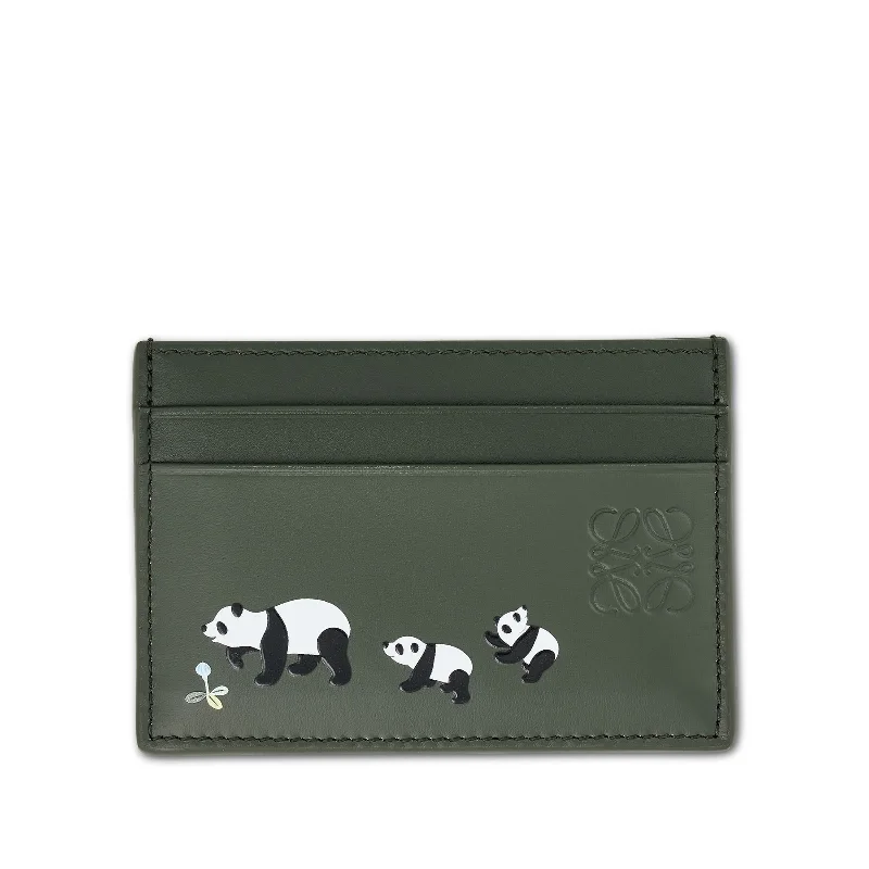 women's wallet with front snap closure -Suna Fujita Panda Cardholder in Bottle Green