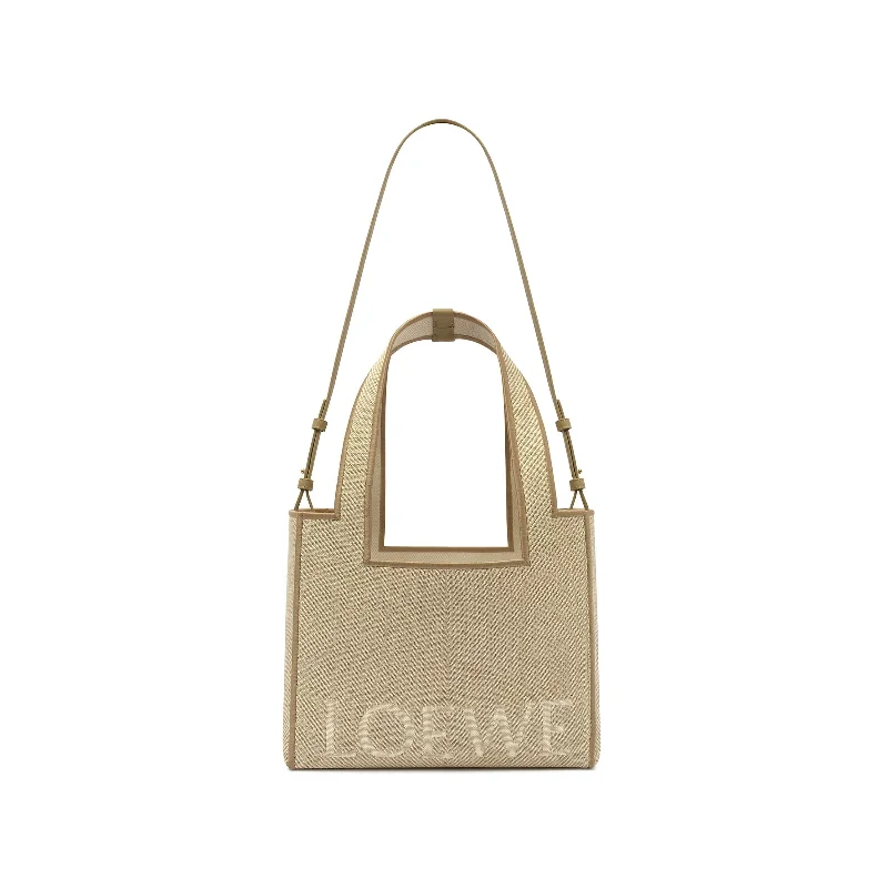 women's handbag with stylish front pocket -Loewe Font Tote Small Bag in Ecru