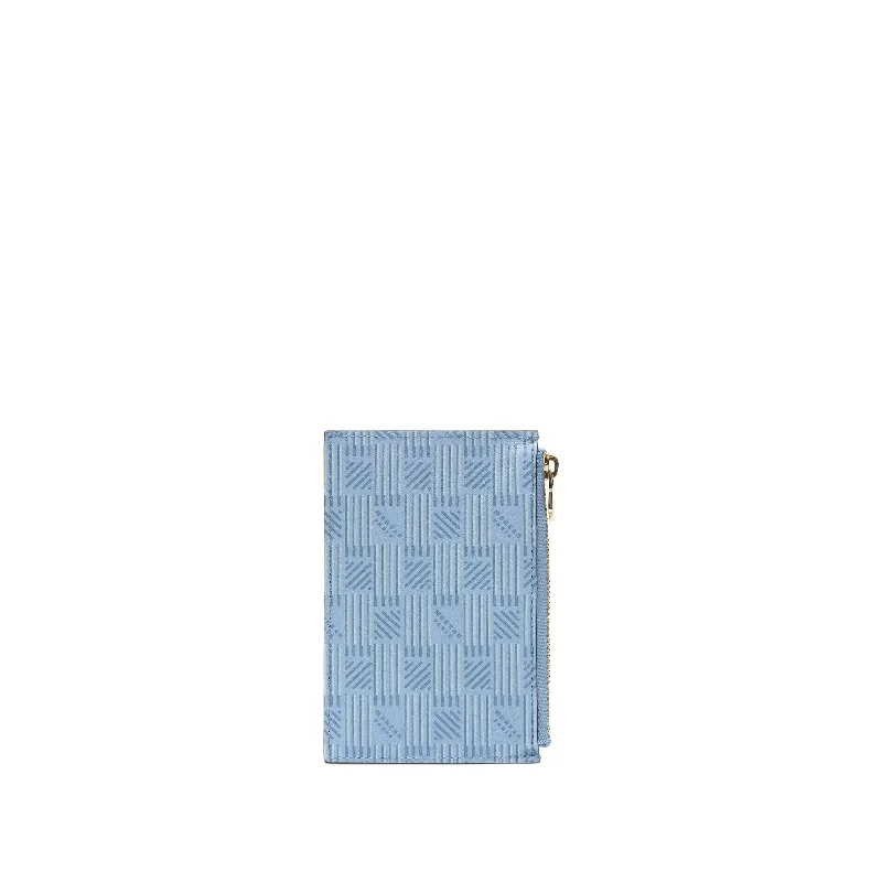 women's wallet with high-end brand -3 Credit Card Holder with Zip in Light Blue