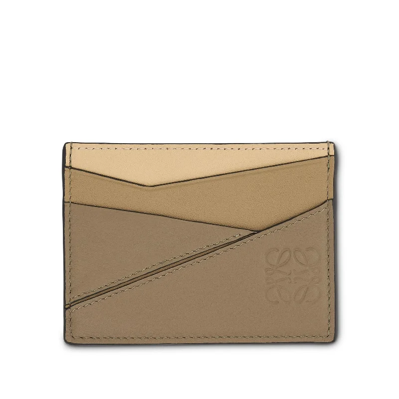 women's wallet with smooth finish -Puzzle Plain Cardholder in Classic Calfskin in Clay Green/Butter