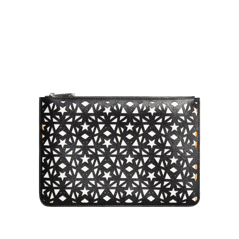 women's wallet with soft leather strap -Pandora Perfo Pouch in Black