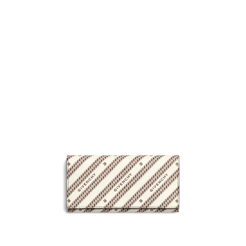 women's wallet with roomy interior -Bond Flap Wallet in Chain Coated Canvas in Beige