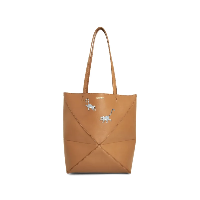 women's handbag with luxury texture -Suna Fujita Lemur Medium Puzzle Fold Tote Bag in Oak