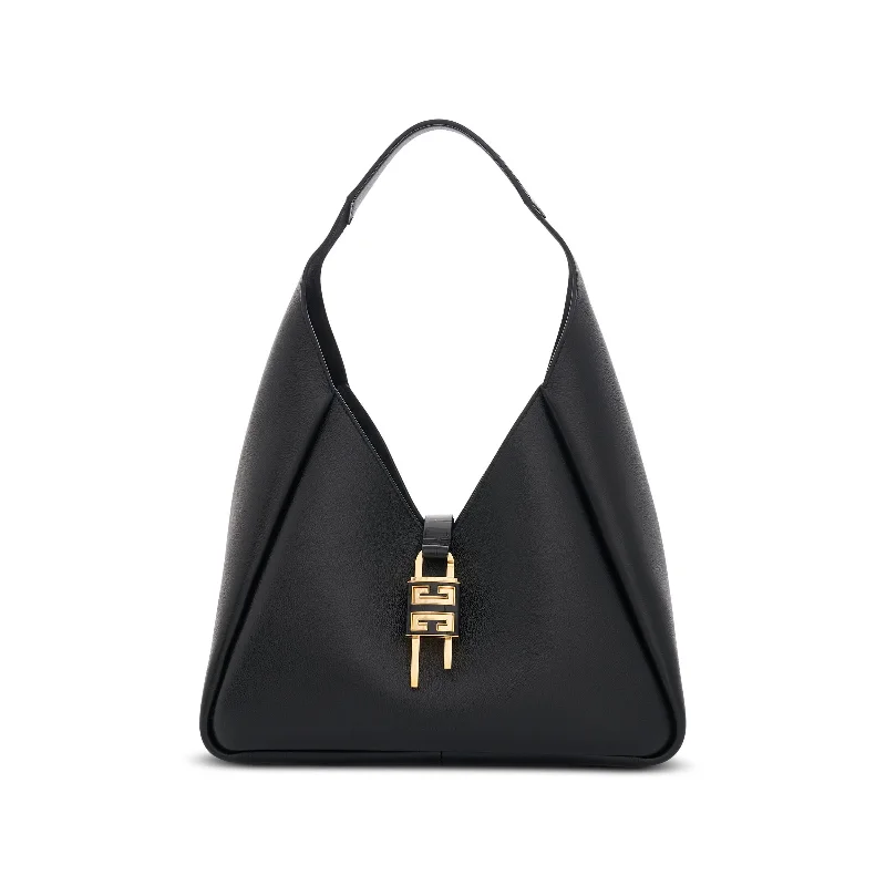 women's dumpling bag with trendy strap -Medium G-Hobo Bag in Grained Calf Leather in Black