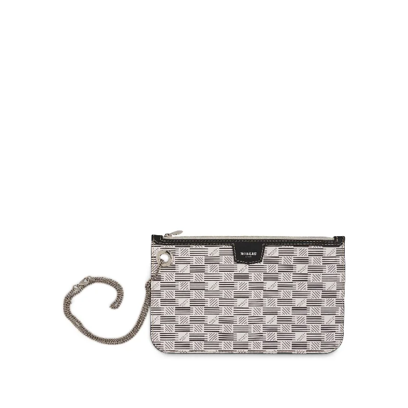 women's wallet with foldable compartments -Saint Tropez Marina Pouch with Black Trim in White