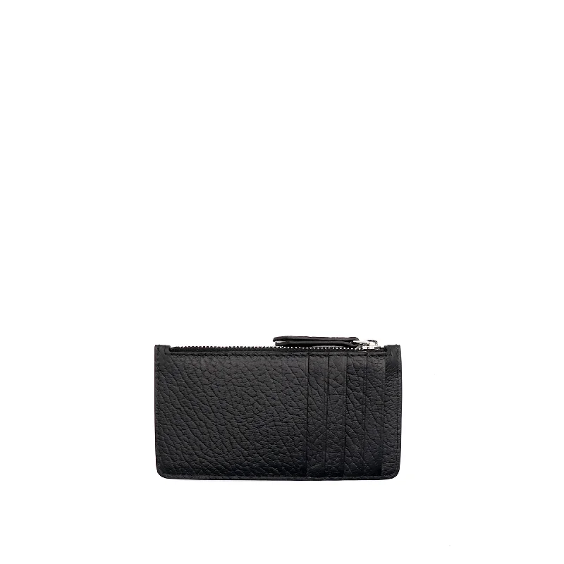 women's wallet with compact size -Four Stitch Zip Cardholder Black