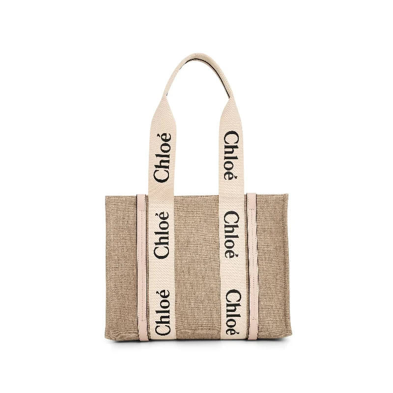 women's handbag with simple and elegant closure -Medium Woody Tote Bag in Cement Pink