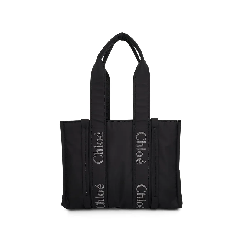 women's handbag with faux leather material -Medium Tote Bag in Black