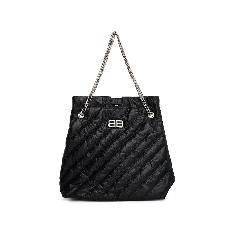 women's handbag with distinctive style -Crush Medium Tote Bag in Black