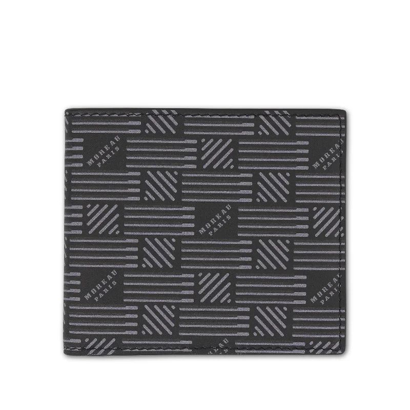 women's wallet with marble pattern -Billfold 6 CC Card Holder in Black