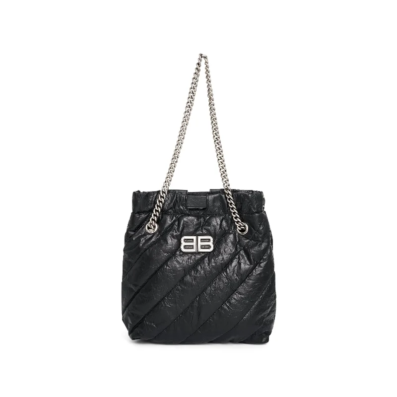 women's handbag with interior organization -Crush Small Tote Bag in Black