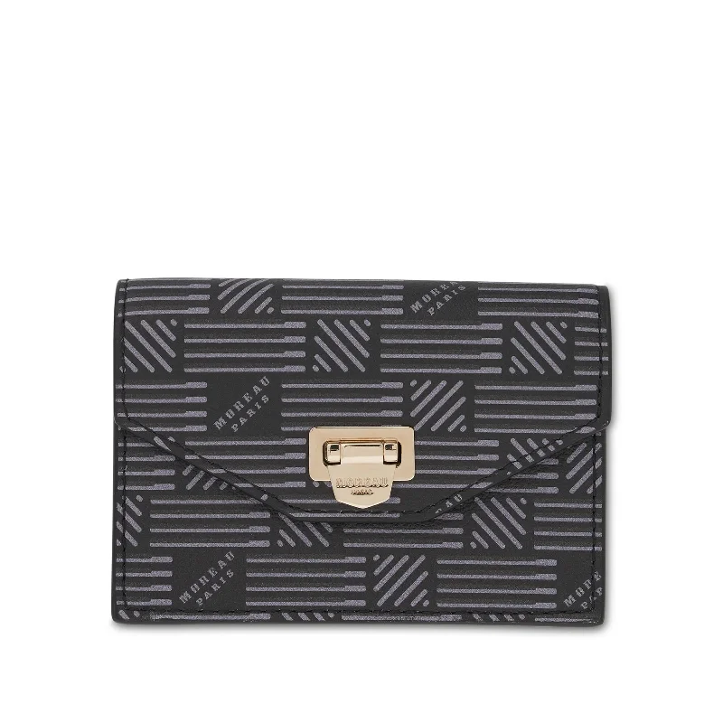 women's wallet with elegant closure -Flap Wallet with Gusset in Black