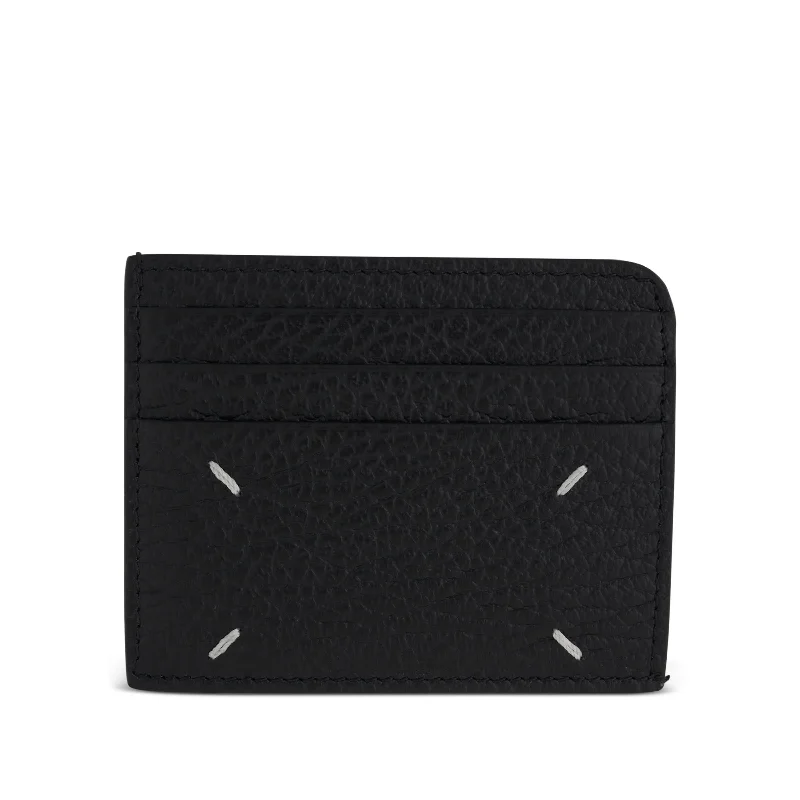 women's wallet with multiple cardholder -Four Stitches Card Holder in Black