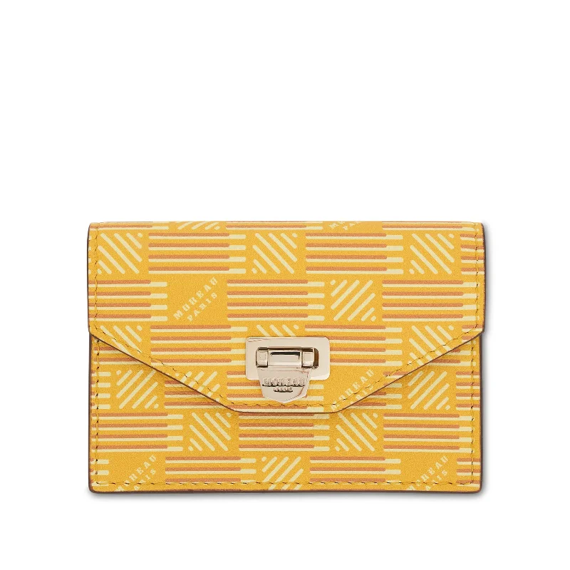 women's wallet with embossed logo -Flap Wallet with Gusset in Yellow