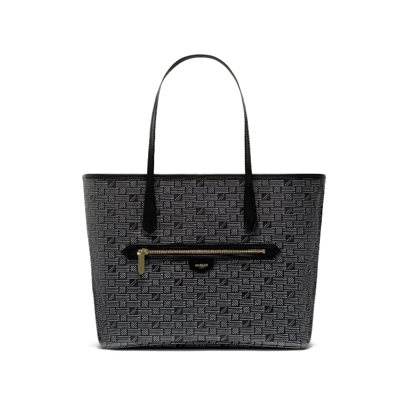 women's handbag with smooth polished surface -Monaco Tote MM in Black