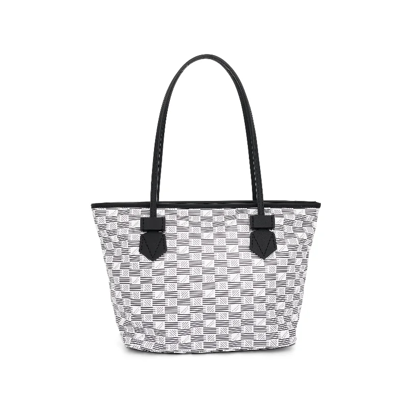 women's handbag with structured bottom -Saint Tropez Tote Bag SM with Zip in White