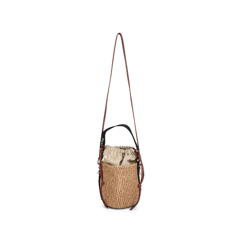 women's handbag with polished, luxurious design -Small Woody Basket in Black/Beige