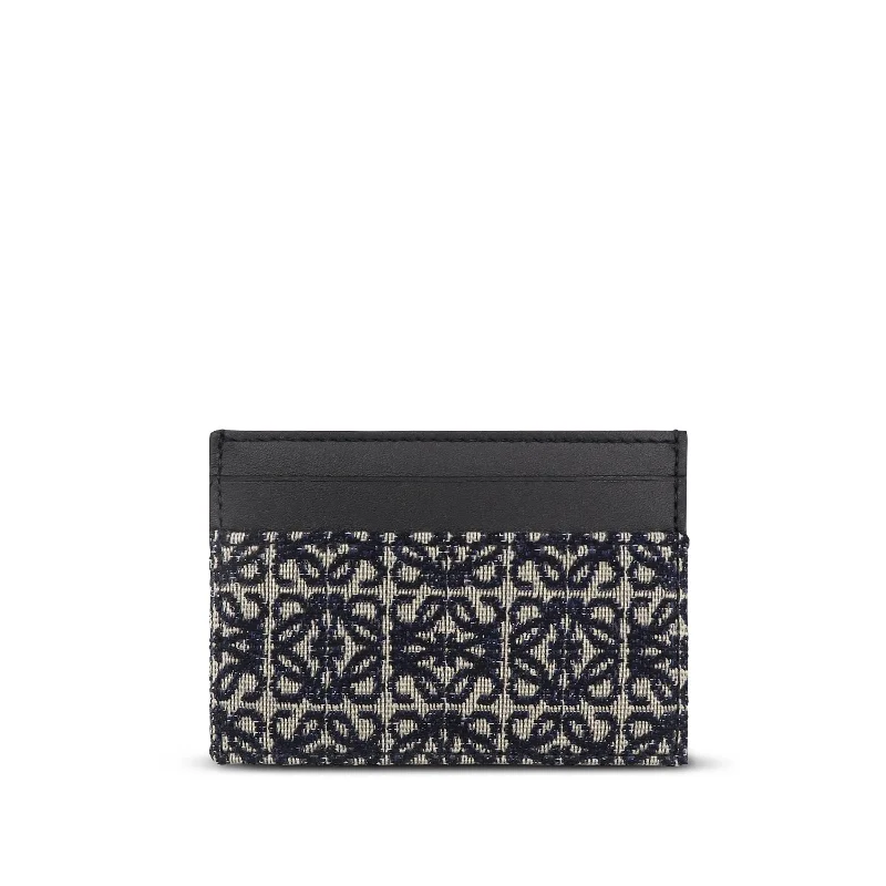 women's wallet with functional interior -Cardholder in Anagram Jacquard and Calfskin in Navy