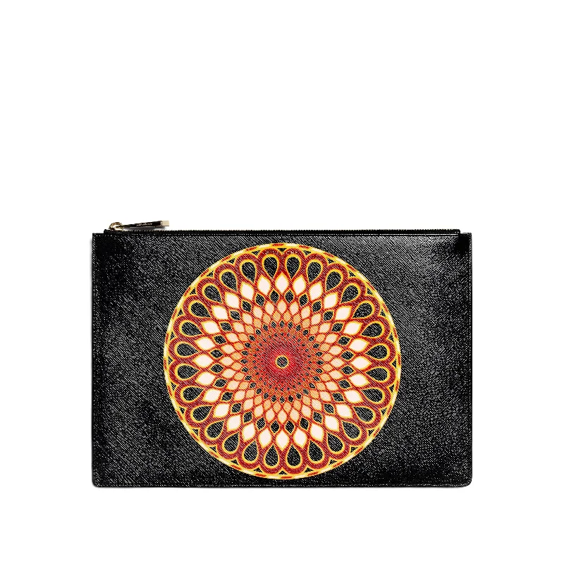 women's leather wallet with zipper -Iconic Print Medium Pouch in Multicolor