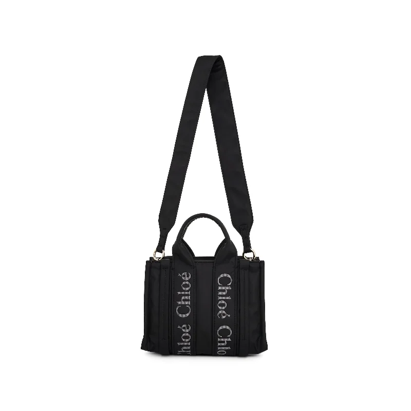 women's handbag with eye-catching texture -Small Woody Tote Bag in Black