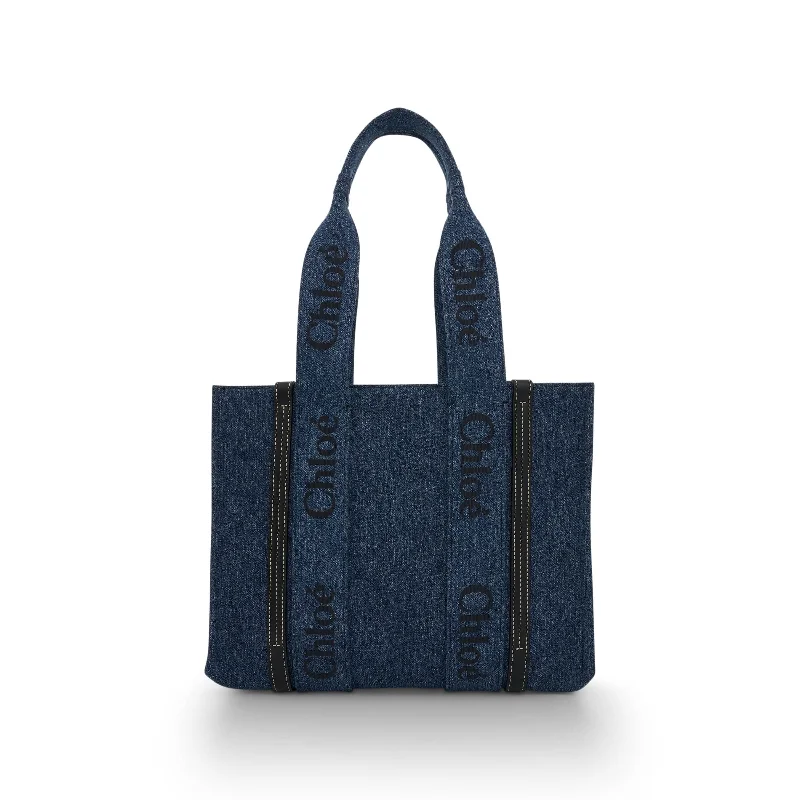 women's handbag with sharp, clean lines -Medium Woody Tote Bag in Denim