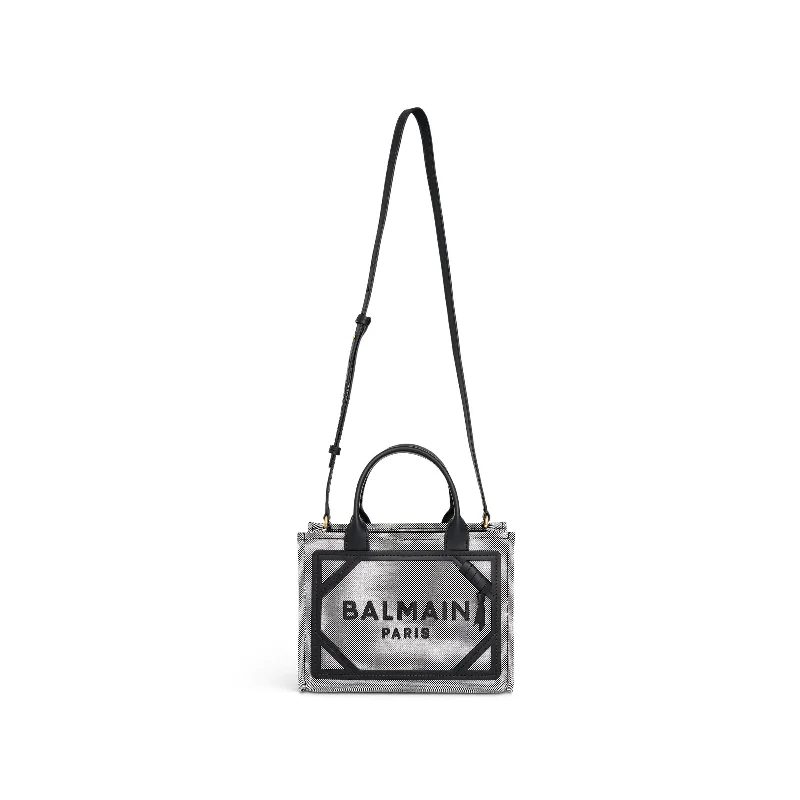 women's handbag with trendy charm -B-Army Small Shopper Bag in Black/White