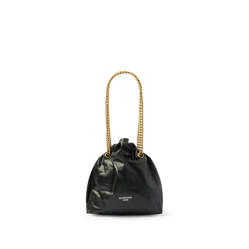 women's handbag with functional inner compartments -Small Crush Tote Bag in Black