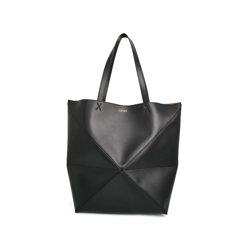 women's handbag with vintage charm -Large Fold Puzzle Tote Bag in Black