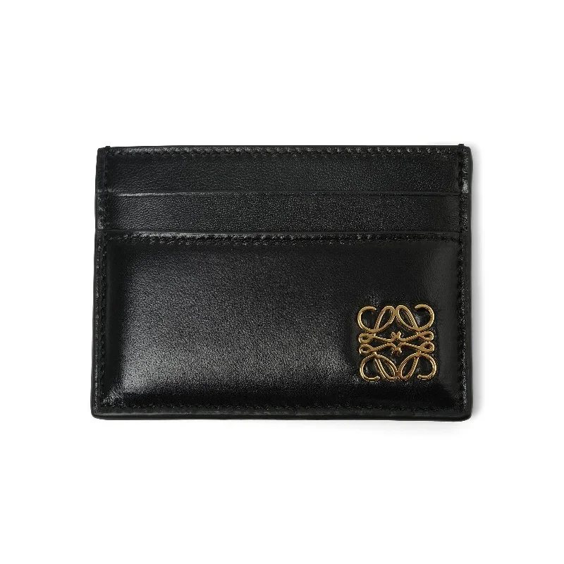 women's wallet with sleek shape -Anagram Puffer Plain Card Holder in Black