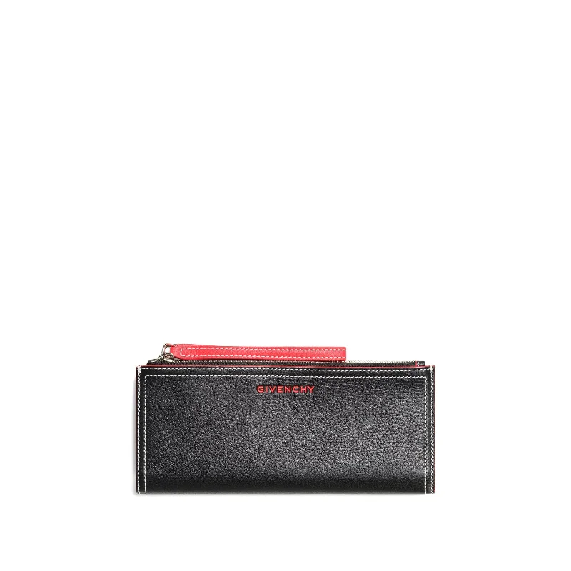 women's wallet with custom design -Pandora Bicolor Double Zip Wallet in Black