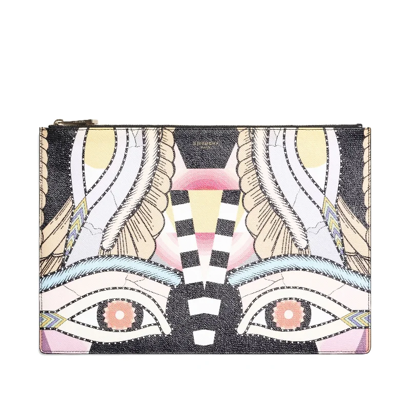 women's wallet with snap closure -Iconic Print Large Pouch in Multicolor