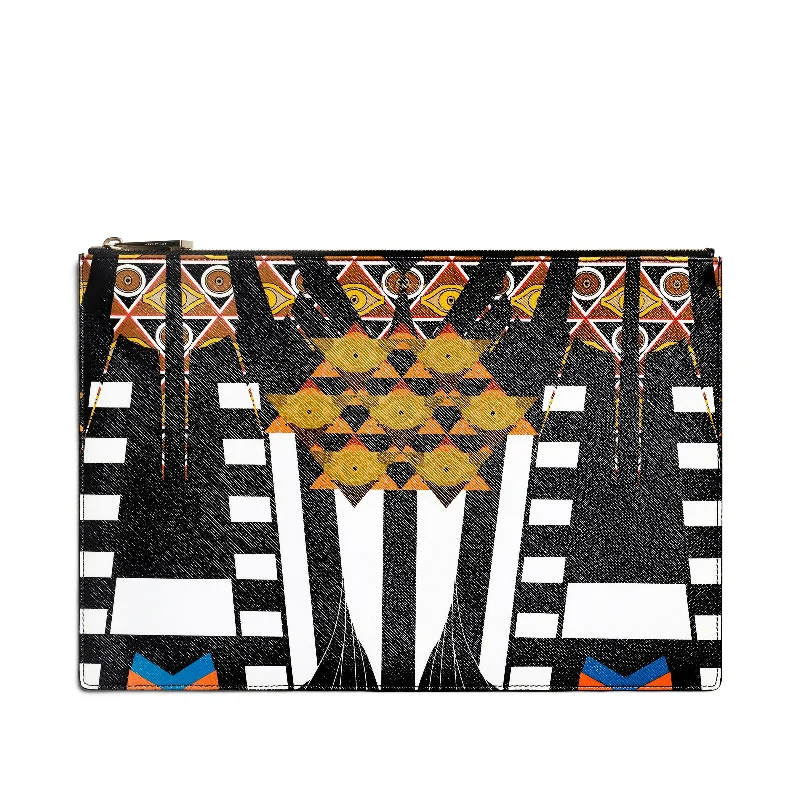 women's wallet with classic leather -Iconic Print Large Pouch