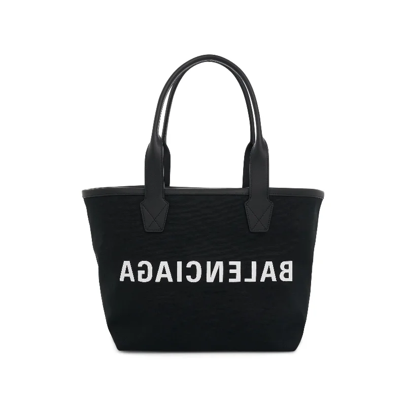 women's handbag with timeless appeal -Jumbo Canvas Tote Bag in Black/White