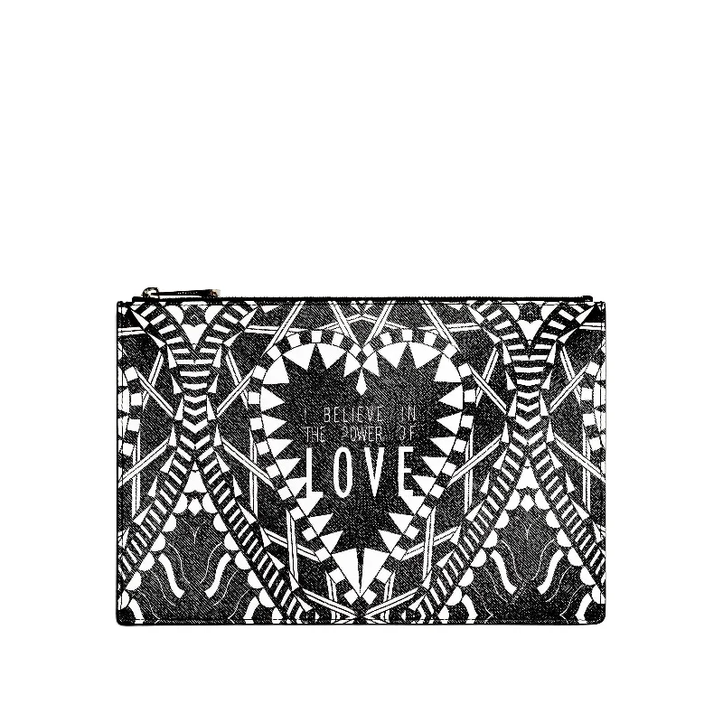 women's wallet with contrast stitching -Iconic Print Pouch in Black/White