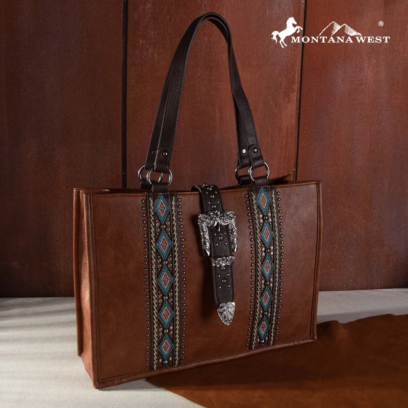 Ladies Crossbody Bag Boho Chic -MW1254G-8119  Montana West Buckle Aztec Collection Concealed Carry Tote