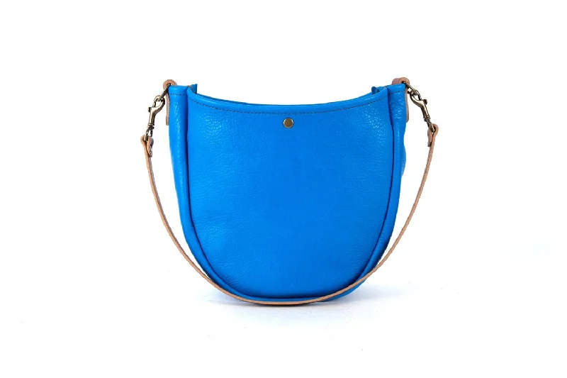 women's dumpling bag for night outs -CELESTE LEATHER HOBO BAG - OCEAN BLUE - IN STOCK