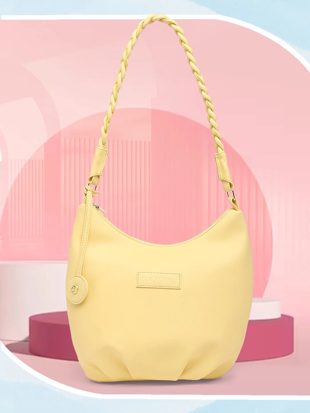 women's dumpling bag with structured bottom -Caprese Margate Small Hobo Solid Faux Leather For Women Mellow Yellow