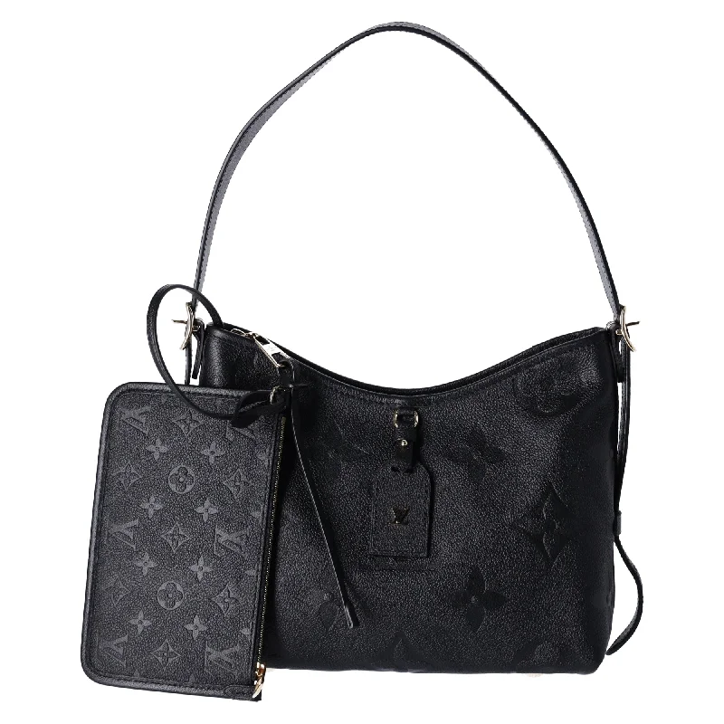 women's dumpling bag for travel -Louis Vuitton Carryall Zip NM PM Hobo M46288 Noir Monogram Empreinte + Pouch