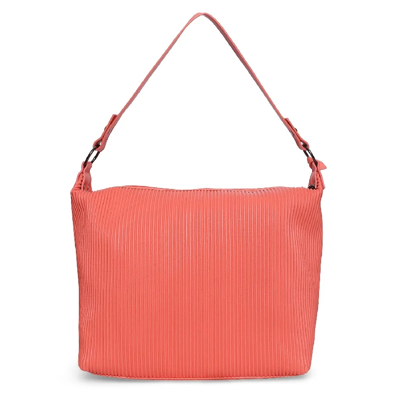 women's dumpling bag with spacious interior -Caprese Symona Hobo Large Coral