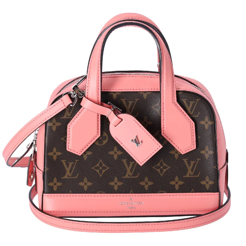 Louis Vuitton Dora Mini Monogram Handbag M41686 Rose Pink Brown Canvas