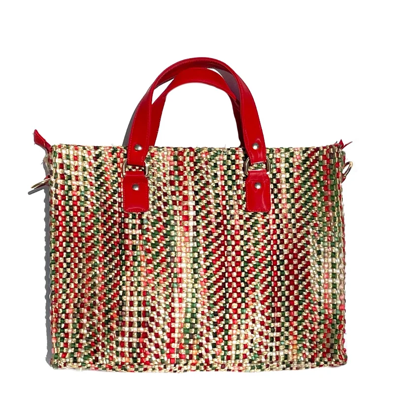 women's tote bag with versatile styling -Red Tweed Tote