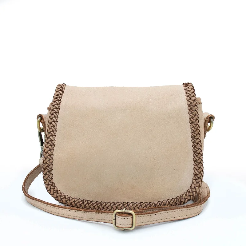 Ladies Crossbody Bag Office Use -Naples Saddle Bag in Light Taupe