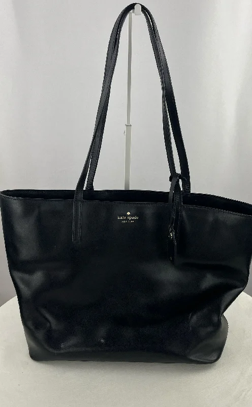 women's tote bag for upscale events -KATE SPADE Janie Women's Classic Logo Large Black Leather Tote