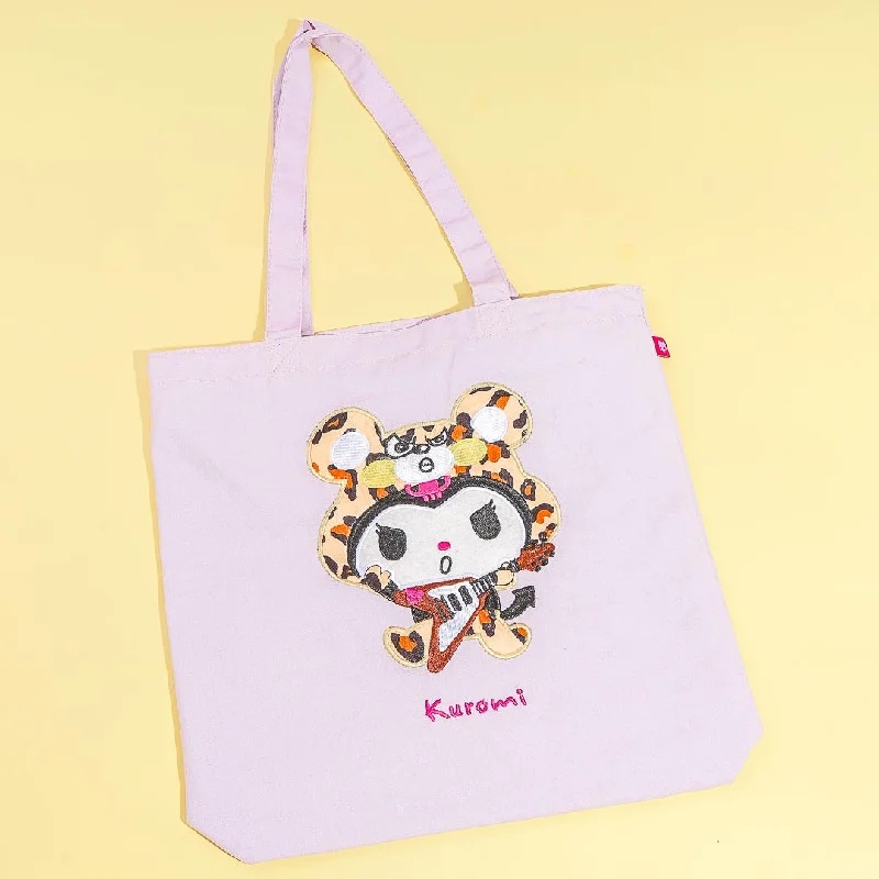 women's tote bag with soft-touch handle -Kuromi Leopard Tote Bag