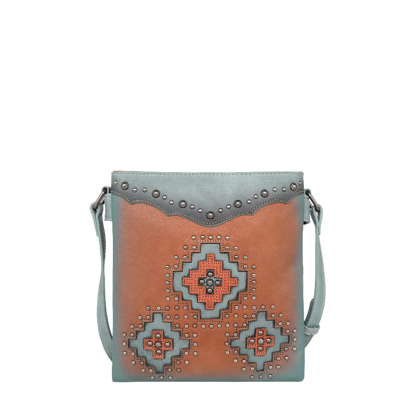 Ladies Crossbody Bag Hybrid Style -MW1220G-9360 Montana West Cut-out Aztec Collection Concealed Carry Crossbody